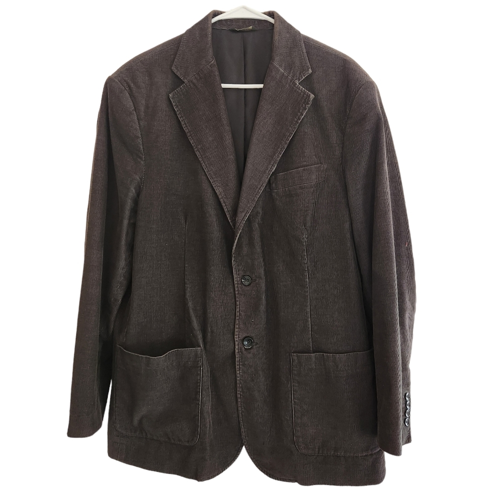 Eddie Bauer Men Corduroy Gray 3 Button Single Vent Fully Lined Sport Coat Size L - Picture 1 of 10